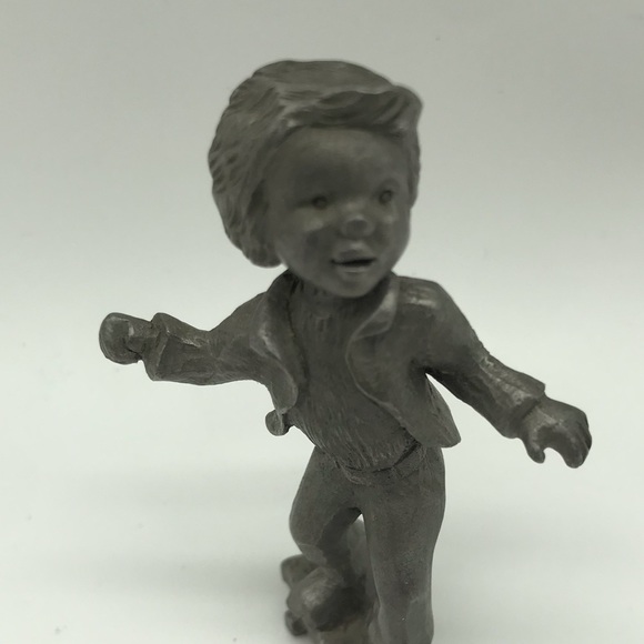 Vintage Boy On Skateboard American Pewter Figure 1977 Statue Small Decor Piece - Picture 2 of 9